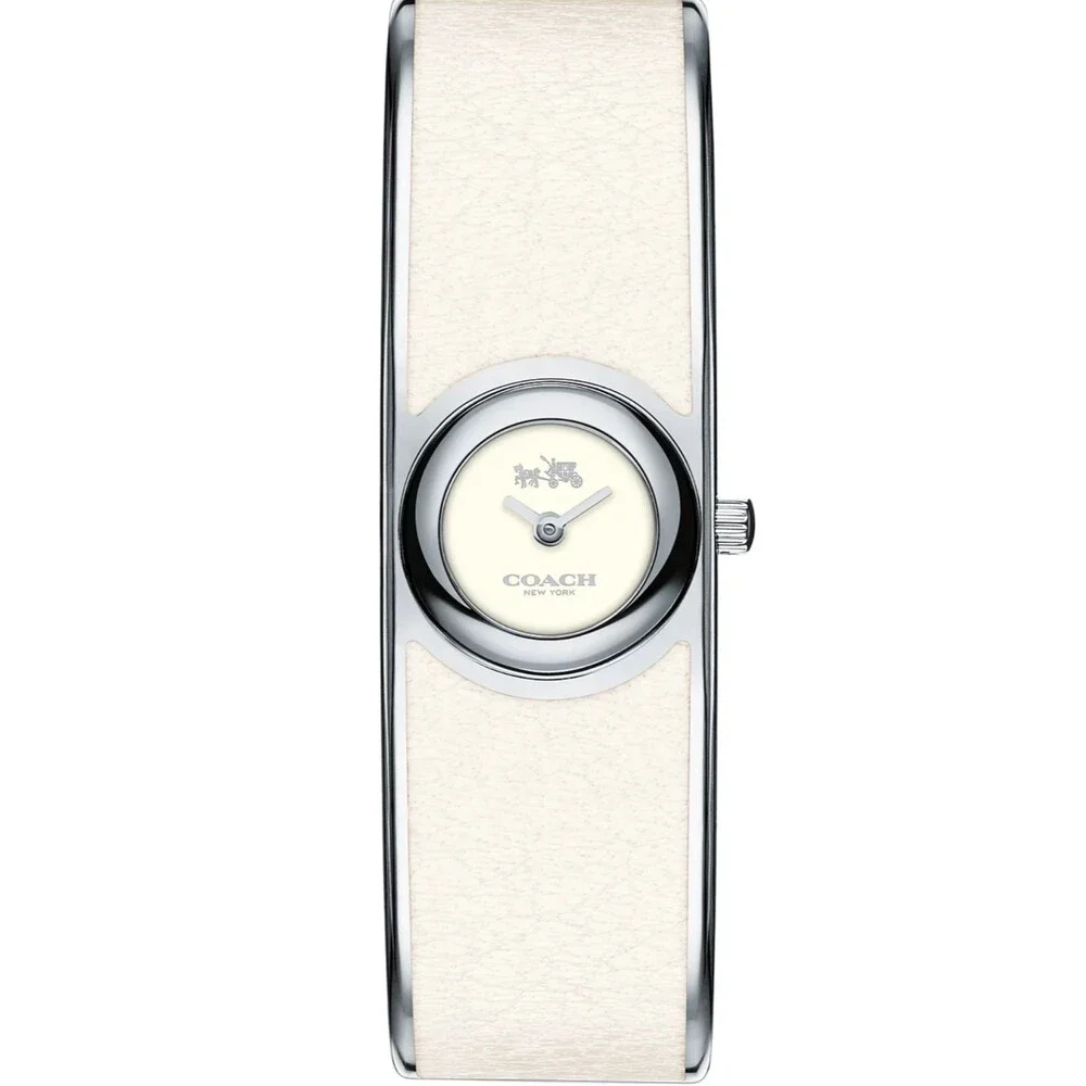 COACH Women's Scout Chalk Leather-Inset Stainless Steel Bangle Bracelet Watch